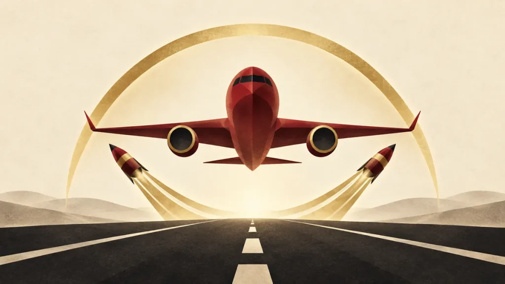 Aircraft, runway and protective arc illustrating Aviamasters 2