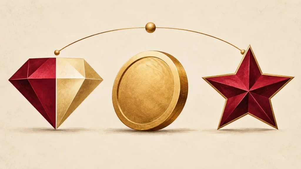 Split symbol, coin and star tiles illustrating BGaming slot features